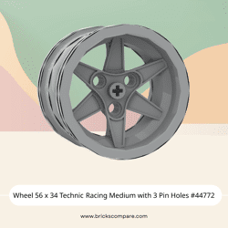 Wheel 56 x 34 Technic Racing Medium with 3 Pin Holes #44772 - 194-Light Bluish Gray