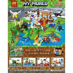 LELE 33259-1 Minecraft: La Rochellis Village Scene 4 Fun Jungles, Fun Islands, Fun Prairie, Fun Snowfields