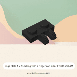 Hinge Plate 1 x 2 Locking with 2 Fingers on Side, 9 Teeth #60471 - 26-Black