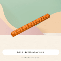 Brick 1 x 14 With Holes #32018 - 106-Orange