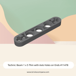Technic Beam 1 x 5 Thin with Axle Holes on Ends #11478 - 199-Dark Bluish Gray