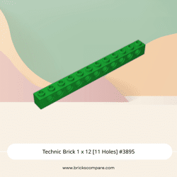Technic Brick 1 x 12 [11 Holes] #3895 - 28-Green
