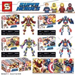 SY 7102D Super Heroes Builds Puppet 4 Iron Man, Captain America, Raiders, Spider-Man