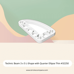 Technic Beam 3 x 5 L-Shape with Quarter Ellipse Thin #32250 - 1-White