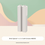 Brick Special 1 x 2 x 5 with Groove #88393 - 1-White