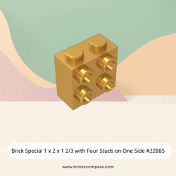 Brick Special 1 x 2 x 1 2/3 with Four Studs on One Side #22885 - 297-Pearl Gold
