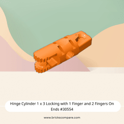 Hinge Cylinder 1 x 3 Locking with 1 Finger and 2 Fingers On Ends #30554 - 106-Orange