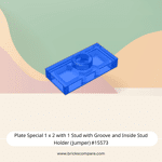 Plate Special 1 x 2 with 1 Stud with Groove and Inside Stud Holder (Jumper) #15573 - 43-Trans-Dark Blue