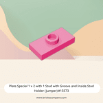 Plate Special 1 x 2 with 1 Stud with Groove and Inside Stud Holder (Jumper) #15573 - 221-Dark Pink