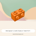 Brick Special 1 x 2 with 2 Studs on 1 Side #11211 - 106-Orange