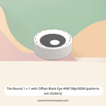 Tile Round 1 x 1 with Offset Black Eye #98138pr0008 (patterns are stickers) - 1-White