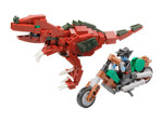 KAZI / GBL / BOZHI KY98003 Dinosaur Attack Team: Red Tyrannosaurus rex and motorcycle