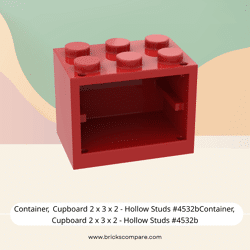 Container, Cupboard 2 x 3 x 2 - Hollow Studs #4532bContainer, Cupboard 2 x 3 x 2 - Hollow Studs #4532b - 21-Red