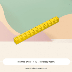 Technic Brick 1 x 12 [11 Holes] #3895 - 24-Yellow