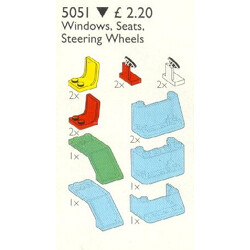 Lego 5051 Windscreen, seat and steering wheel