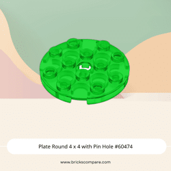 Plate Round 4 x 4 with Pin Hole #60474 - 48-Trans-Green