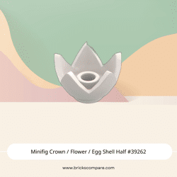 Minifig Crown / Flower / Egg Shell Half #39262 - 1-White