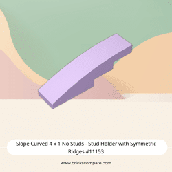 Slope Curved 4 x 1 No Studs - Stud Holder with Symmetric Ridges #11153  - 325-Lavender