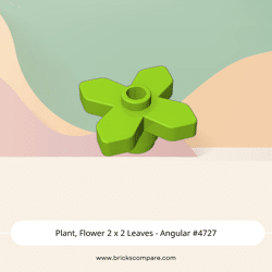 Plant, Flower 2 x 2 Leaves - Angular #4727 - 119-Lime