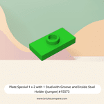 Plate Special 1 x 2 with 1 Stud with Groove and Inside Stud Holder (Jumper) #15573 - 37-Bright Green