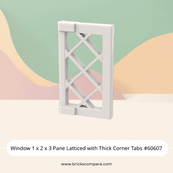 Window 1 x 2 x 3 Pane Latticed with Thick Corner Tabs #60607 - 1-White