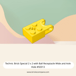 Technic Brick Special 2 x 2 with Ball Receptacle Wide and Axle Hole #92013 - 24-Yellow