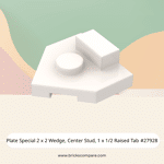 Plate Special 2 x 2 Wedge, Center Stud, 1 x 1/2 Raised Tab #27928 - 1-White
