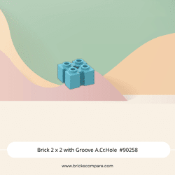 Brick 2 x 2 with Groove A.Cr.Hole #90258 - 322-Medium Azure