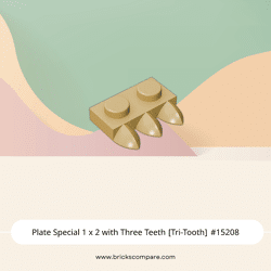 Plate Special 1 x 2 with Three Teeth [Tri-Tooth] #15208 - 5-Tan