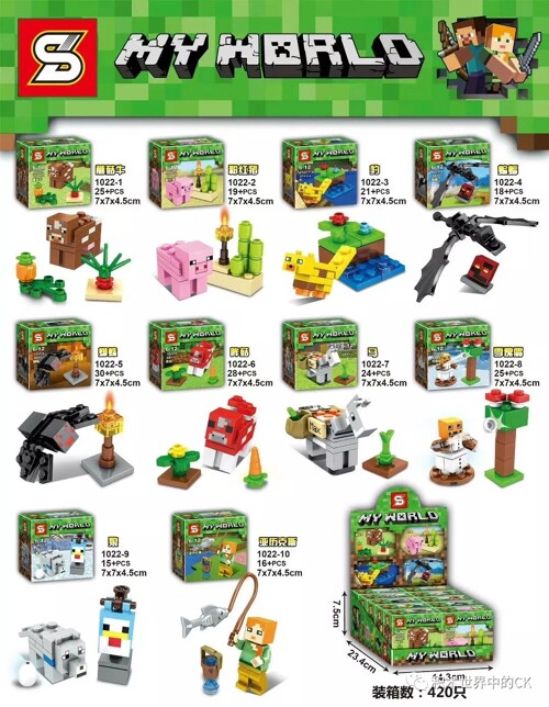 SY 1022-4 Minecraft: 10 animal minifigures