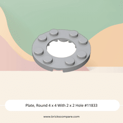 Plate, Round 4 x 4 With 2 x 2 Hole #11833 - 194-Light Bluish Gray