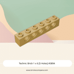 Technic Brick 1 x 6 [5 Holes] #3894 - 5-Tan