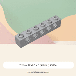 Technic Brick 1 x 6 [5 Holes] #3894 - 194-Light Bluish Gray