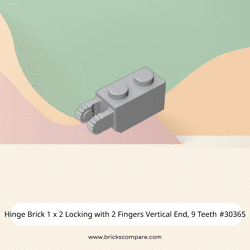 Hinge Brick 1 x 2 Locking with 2 Fingers Vertical End, 9 Teeth #30365 - 194-Light Bluish Gray
