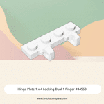 Hinge Plate 1 x 4 Locking Dual 1 Finger #44568 - 1-White