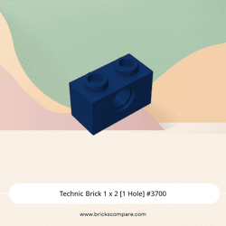 Technic Brick 1 x 2 [1 Hole] #3700 - 140-Dark Blue
