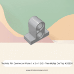 Technic Pin Connector Plate 1 x 2 x 1 2/3 - Two Holes On Top #32530 - 194-Light Bluish Gray