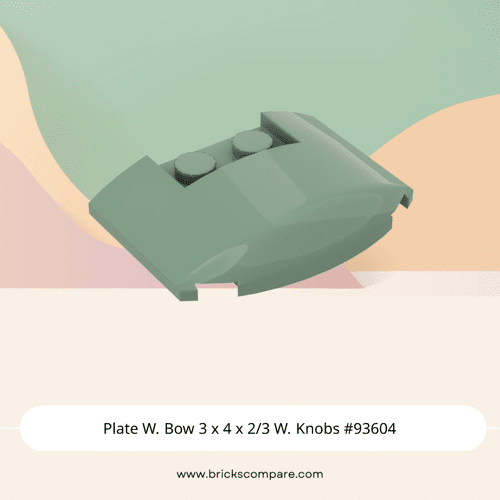 Plate W. Bow 3 x 4 x 2/3 W. Knobs #93604 - 151-Sand Green