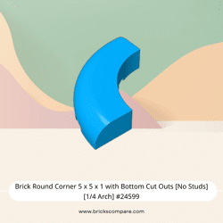 Brick Round Corner 5 x 5 x 1 with Bottom Cut Outs [No Studs] [1/4 Arch] #24599 - 321-Dark Azure