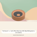 Tile Round 1 x 1 with Offset Black Eye #98138pr0008 (patterns are stickers) - 312-Medium Dark Flesh