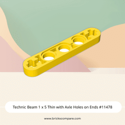 Technic Beam 1 x 5 Thin with Axle Holes on Ends #11478 - 24-Yellow