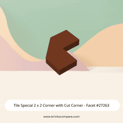 Tile Special 2 x 2 Corner with Cut Corner - Facet #27263 - 192-Reddish Brown