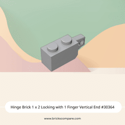 Hinge Brick 1 x 2 Locking with 1 Finger Vertical End #30364 - 194-Light Bluish Gray