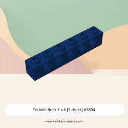 Technic Brick 1 x 6 [5 Holes] #3894 - 140-Dark Blue