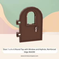Door 1 x 4 x 6 Round Top with Window and Keyhole, Reinforced Edge #64390 - 192-Reddish Brown