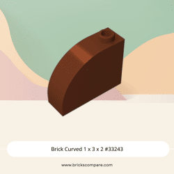 Brick Curved 1 x 3 x 2 #33243 - 192-Reddish Brown