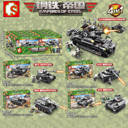 SEMBO 101214 Iron and Steel Empire: Chariots 4 Elephant Tank Strike Vehicles, Tiger Heavy Tanks, Tiger Heavy Tank Strike Vehicles, Tiger King Heavy Tanks