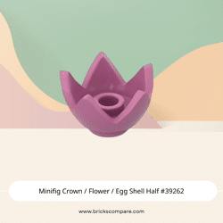 Minifig Crown / Flower / Egg Shell Half #39262 - 221-Dark Pink