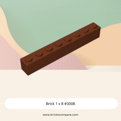 Brick 1 x 8 #3008 - 192-Reddish Brown