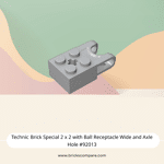 Technic Brick Special 2 x 2 with Ball Receptacle Wide and Axle Hole #92013 - 194-Light Bluish Gray